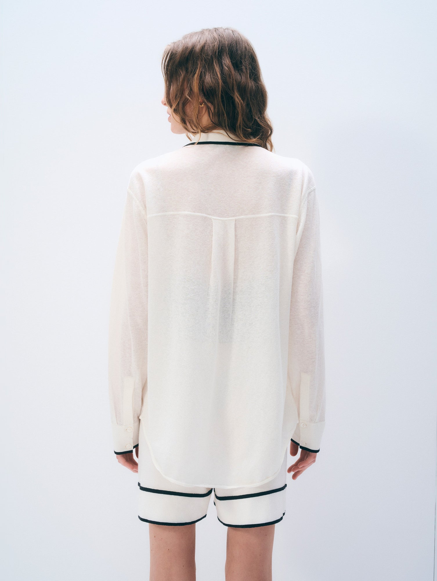 Linen Blend Shirt | White/Black