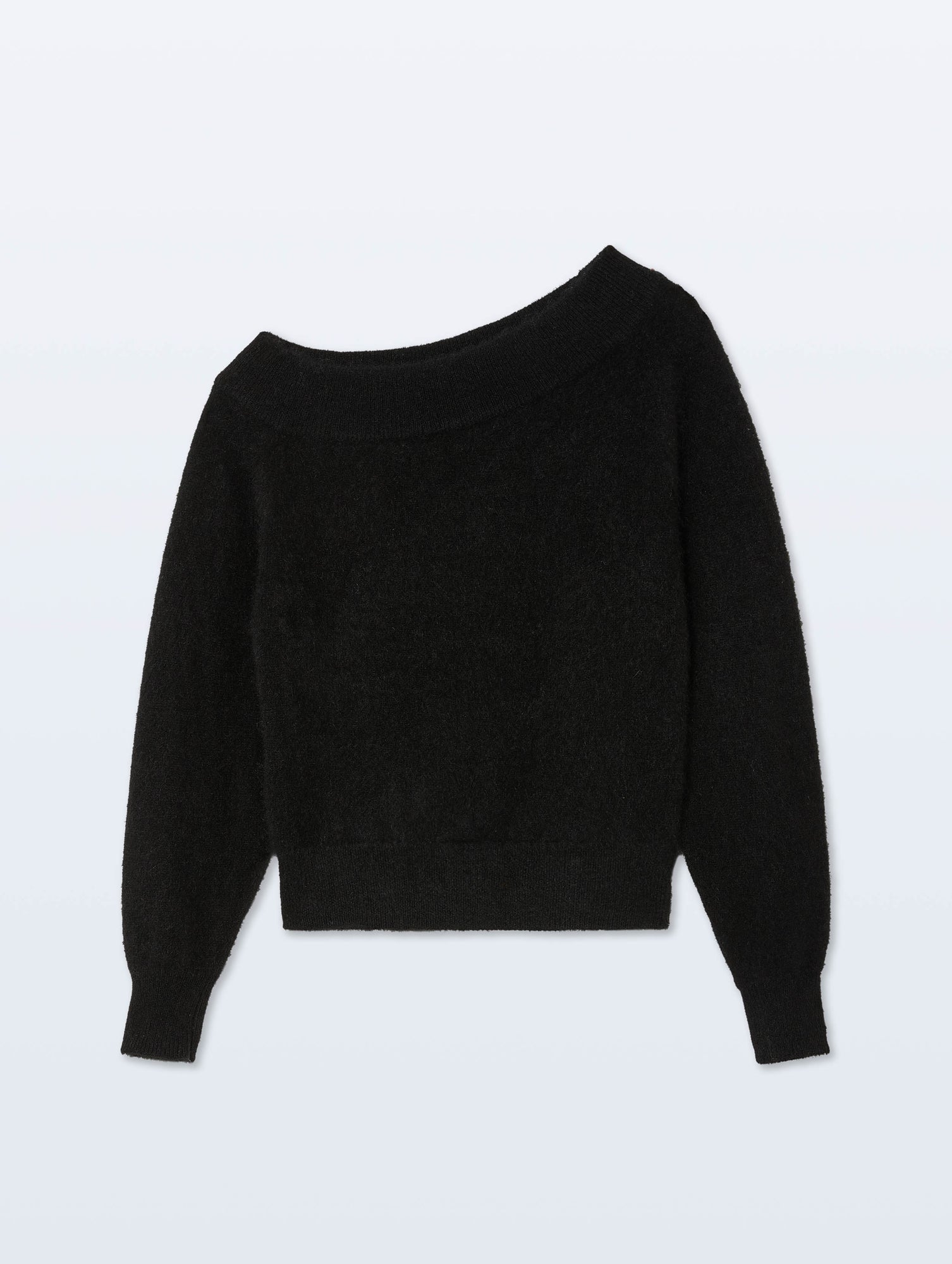 Brushed Cashmere Off Theshoulder Top | Black