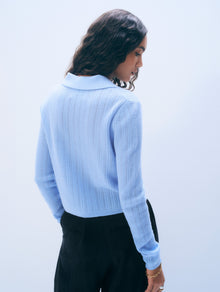 Cashmere Pointelle Shirt | Blue Vapor