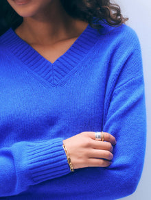 Cashmere Featherweight V Neck | Cobalt Blue