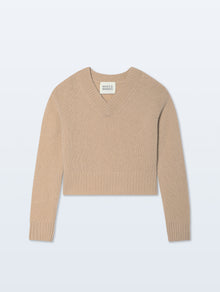 Cashmere Featherweight V Neck | Muted Camel