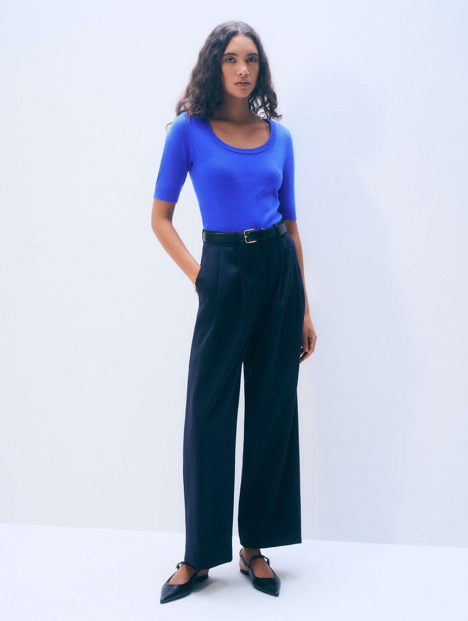 Cashmere Scoop Neck Top | Cobalt Blue