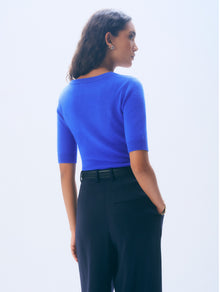 Cashmere Scoop Neck Top | Cobalt Blue
