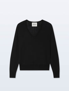 Superfine Merino Wool V Neck | Black