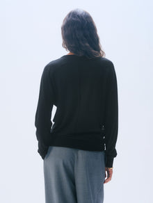Superfine Merino Wool V Neck | Black