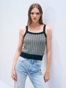 Boucle Tank Top | Midnight / Ivory Stripe