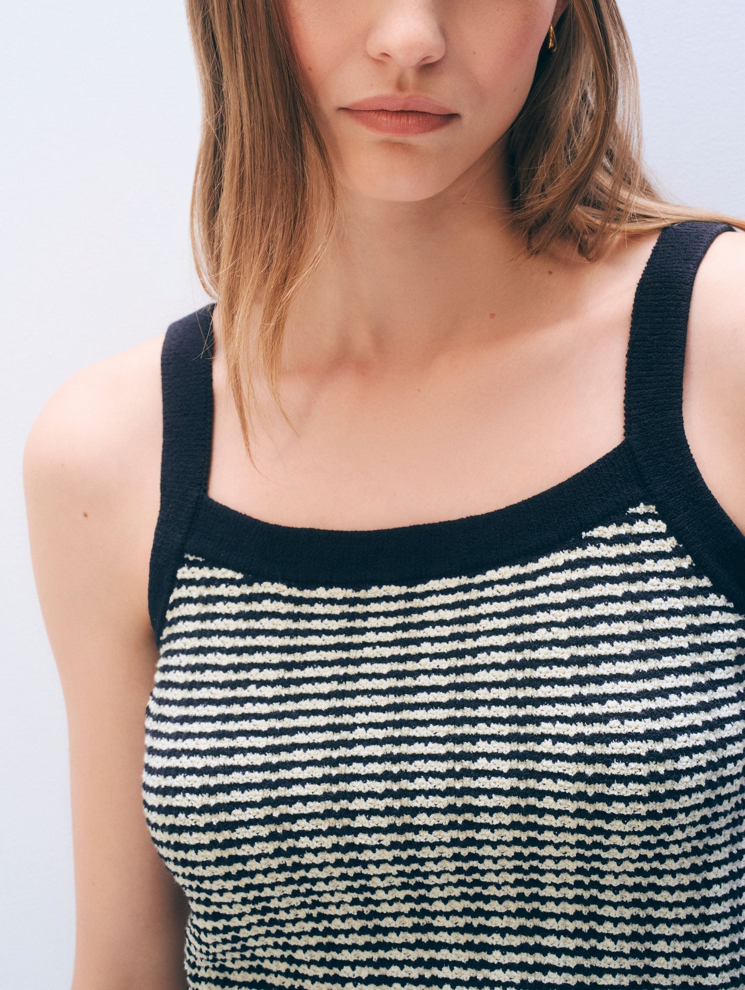 Boucle Tank Top | Midnight / Ivory Stripe
