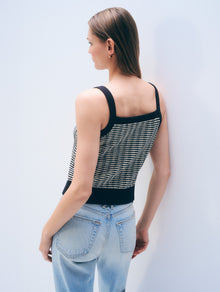 Boucle Tank Top | Midnight / Ivory Stripe
