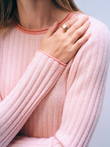 Cashmere Textured Crewneck | Clay Pink