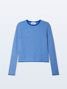 Cashmere Textured Crewneck | Blue Combo