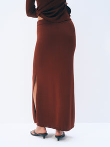 Luster Viscose Skirt | Rich Brown