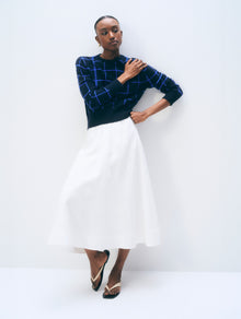 Cashmere Windowpane Crewneck | Deep Navy