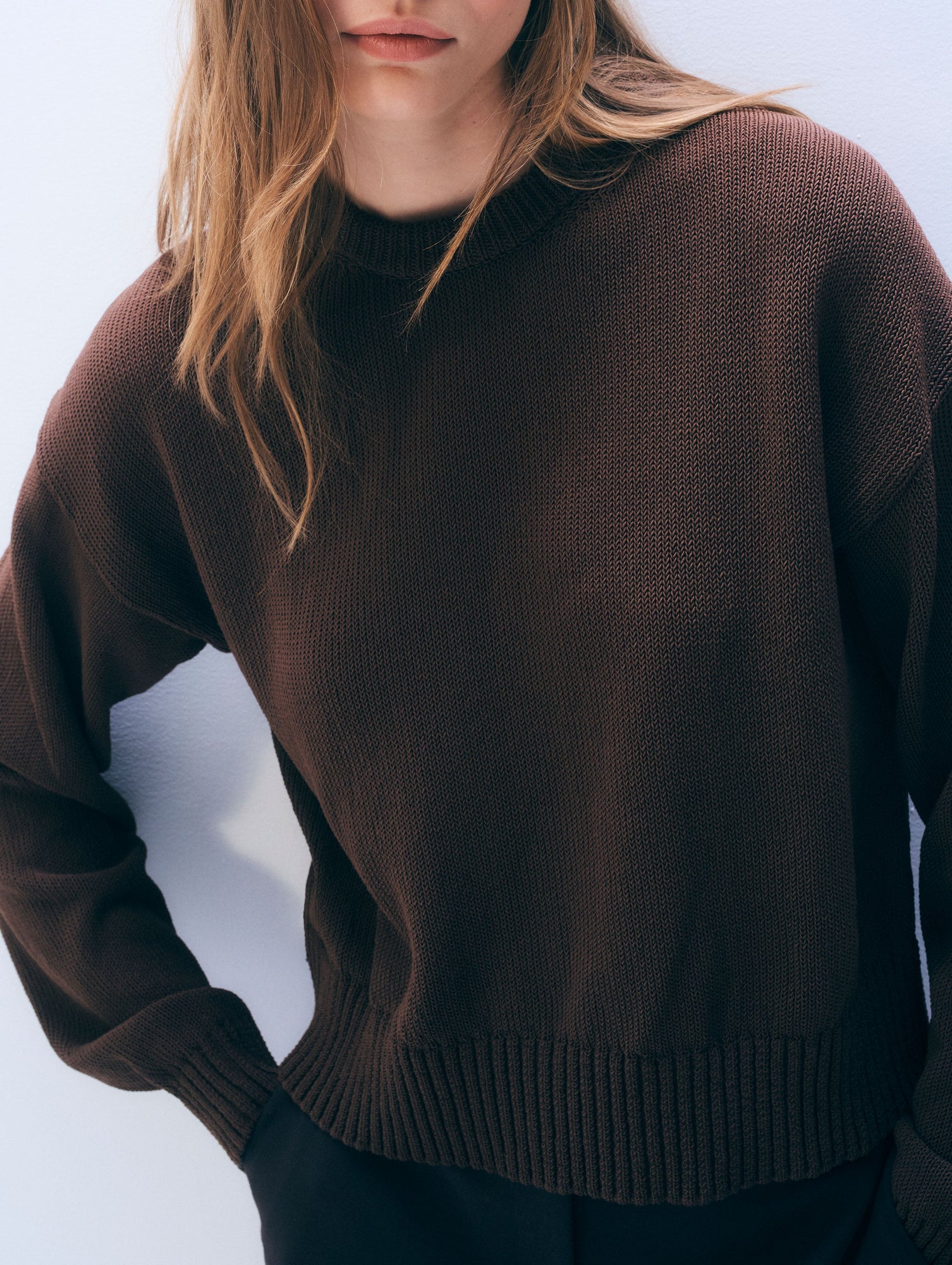Cotton Tape Crewneck | Dark Espresso