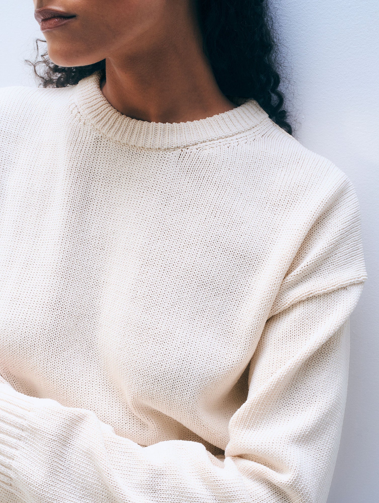 Cotton Tape Crewneck | Ecru