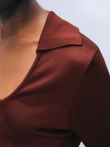Luster Viscose Scoop Neck Top | Rich Brown