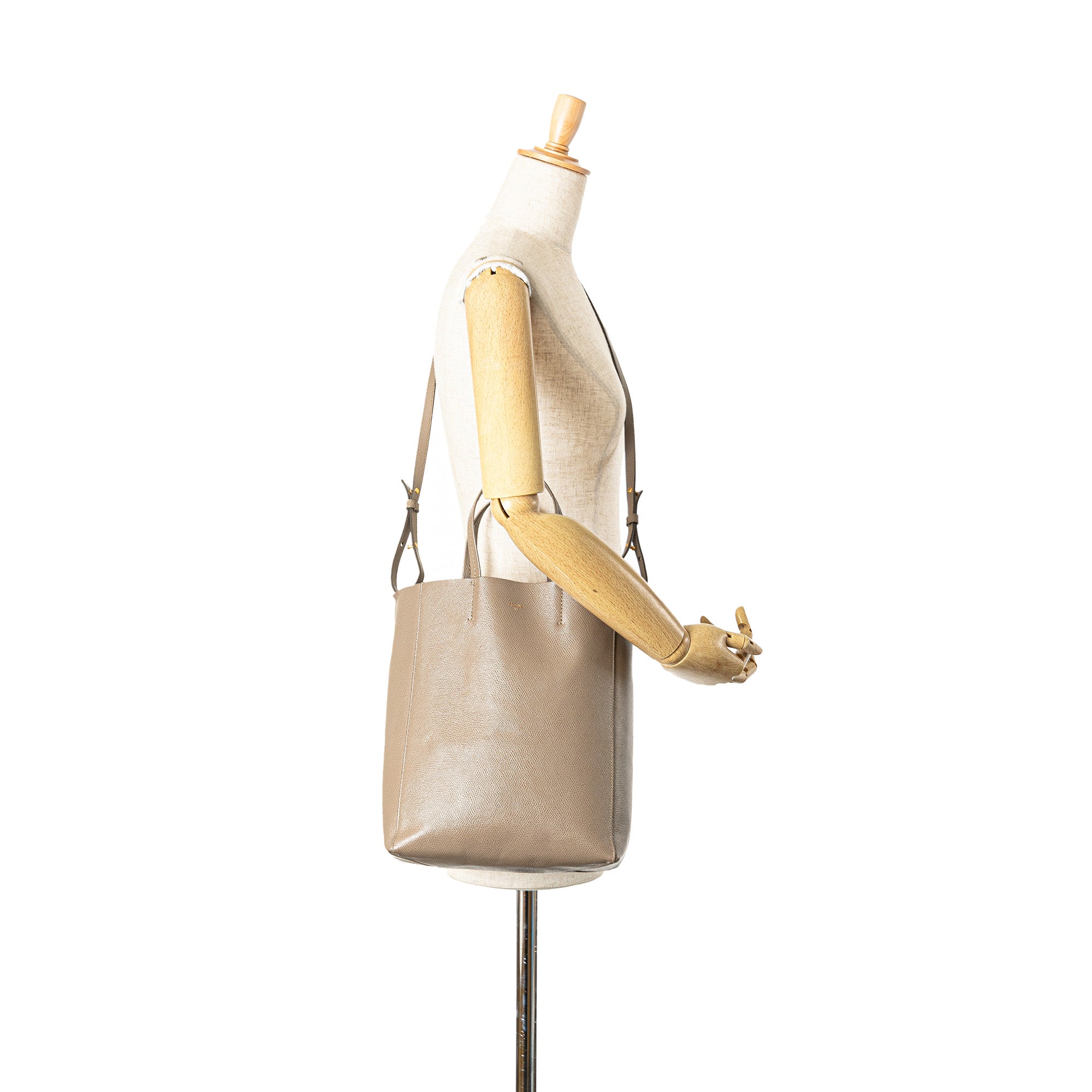 Celine | Pre-Owned Small Grained Calfskin Vertical Cabas Satchel | Brown/Beige