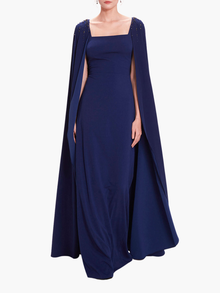 Embellished Cape Gown | Navy