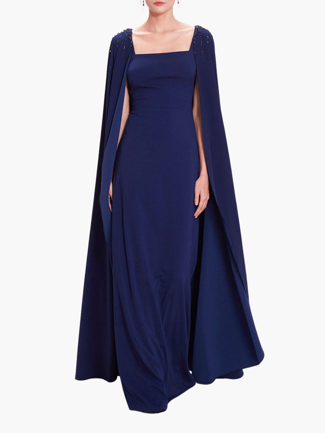 Embellished Cape Gown | Navy
