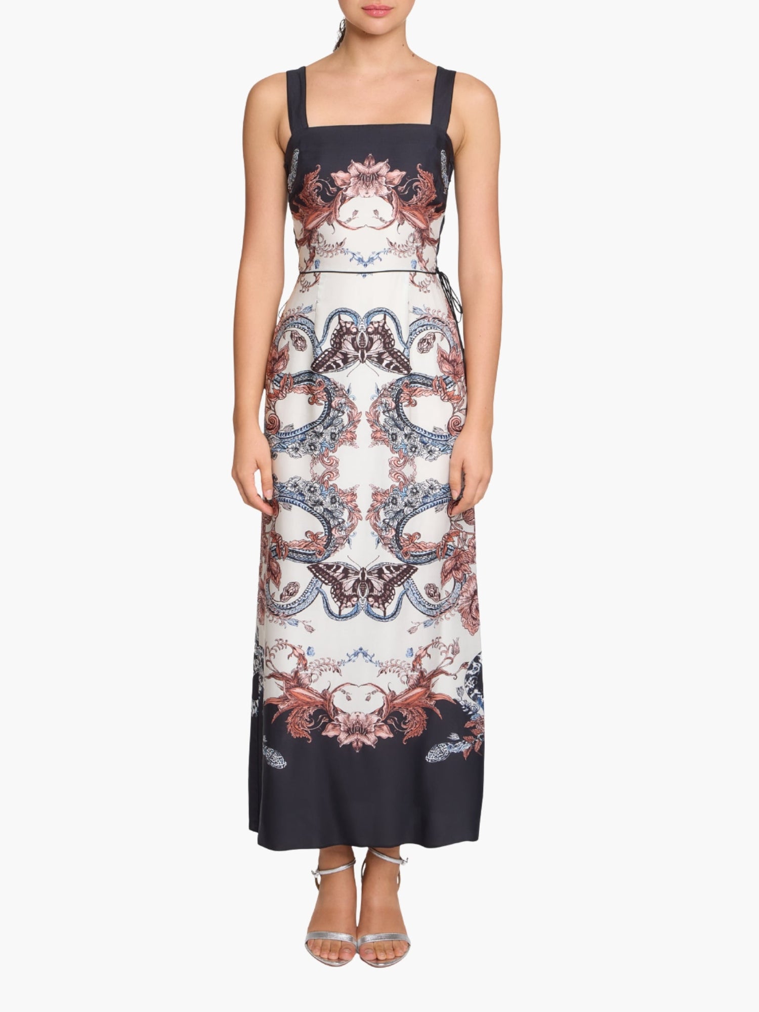 Garden of Eve Sleeveless Twill Maxi Dress | Blue/Red