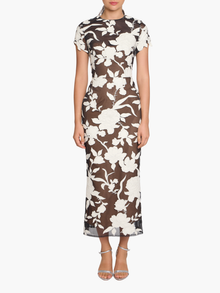 Leather Guipure Sheath Maxi Dress | Black Ivory