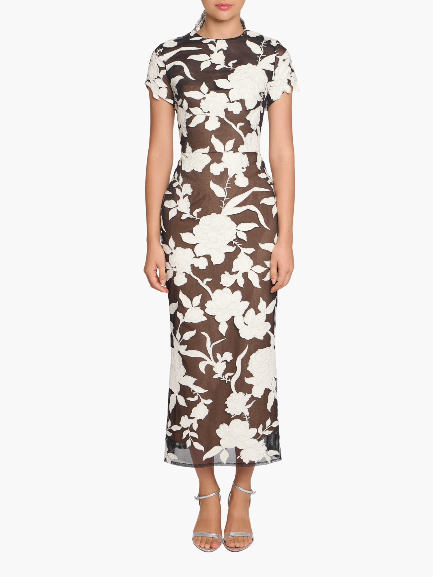 Leather Guipure Sheath Maxi Dress | Black Ivory