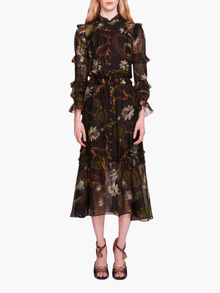Silk Lily Midi Dress | Black Multi