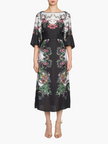 Garden of Eve Billowy Twill Empire Midi Dress | Multi