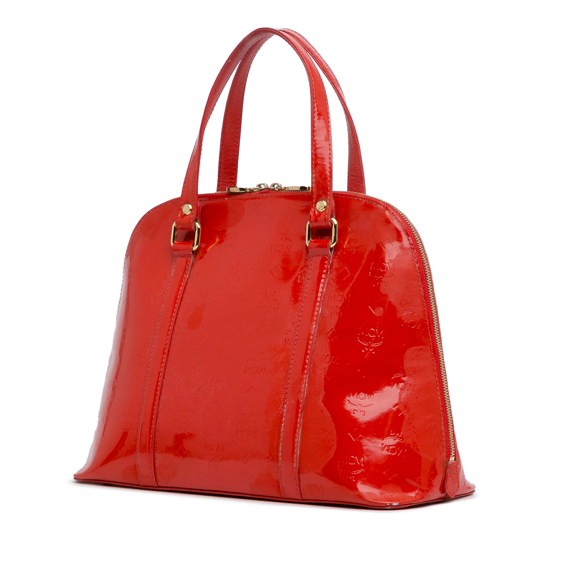 MCM | Pre-Owned Visetos Patent Handbag | Red