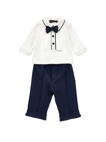 Boys | Elegant Cotton Set | Cream/Blue