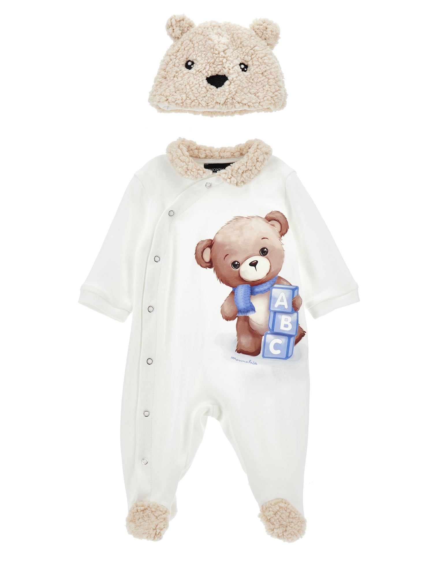 Boys | Two-Piece Playsuit And Hat Set | White/Cream/Beige