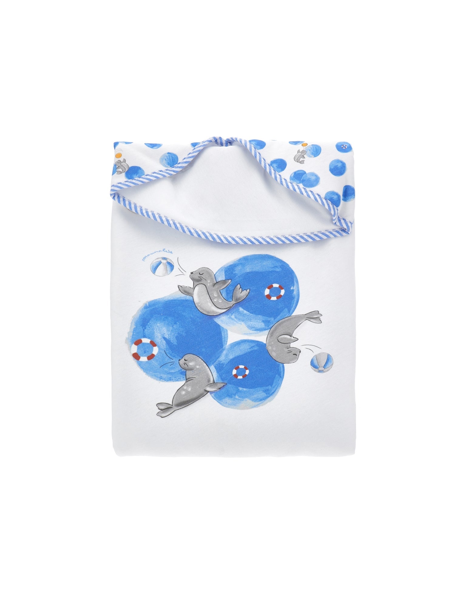 Boys | Rounded Cover With Seal Print | White/Bluette
