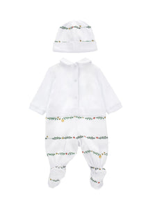 Boys | Cotton Romper With Bonnet | White/Multicolor