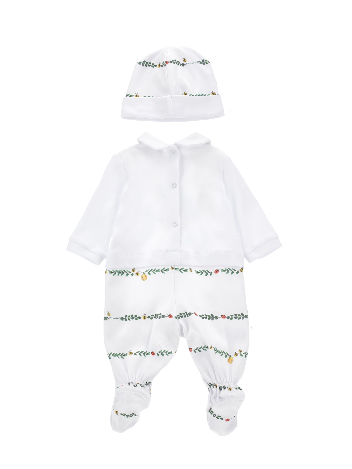 Boys | Cotton Romper With Bonnet | White/Multicolor