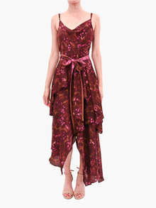 Belted Viscose Handkerchief Dress | Fuchsia Multi