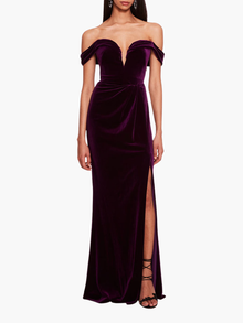 Velvet Plunging Gown | Eggplant