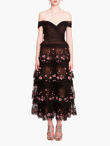 Tiered Terrarium Midi Dress | Black/Blush