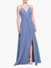 Sessa V-Neck Drape Gown | Slate Blue