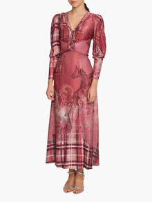 Wild Heart Tartan Printed Midi Dress | Red Multi