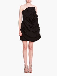 Rosette Taffeta Mini Dress | Black