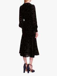 Velvet Burnout Midi Dress | Black