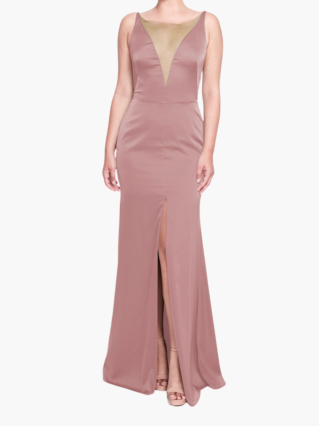 Emilia Charmuse Deep V Gown | Rose