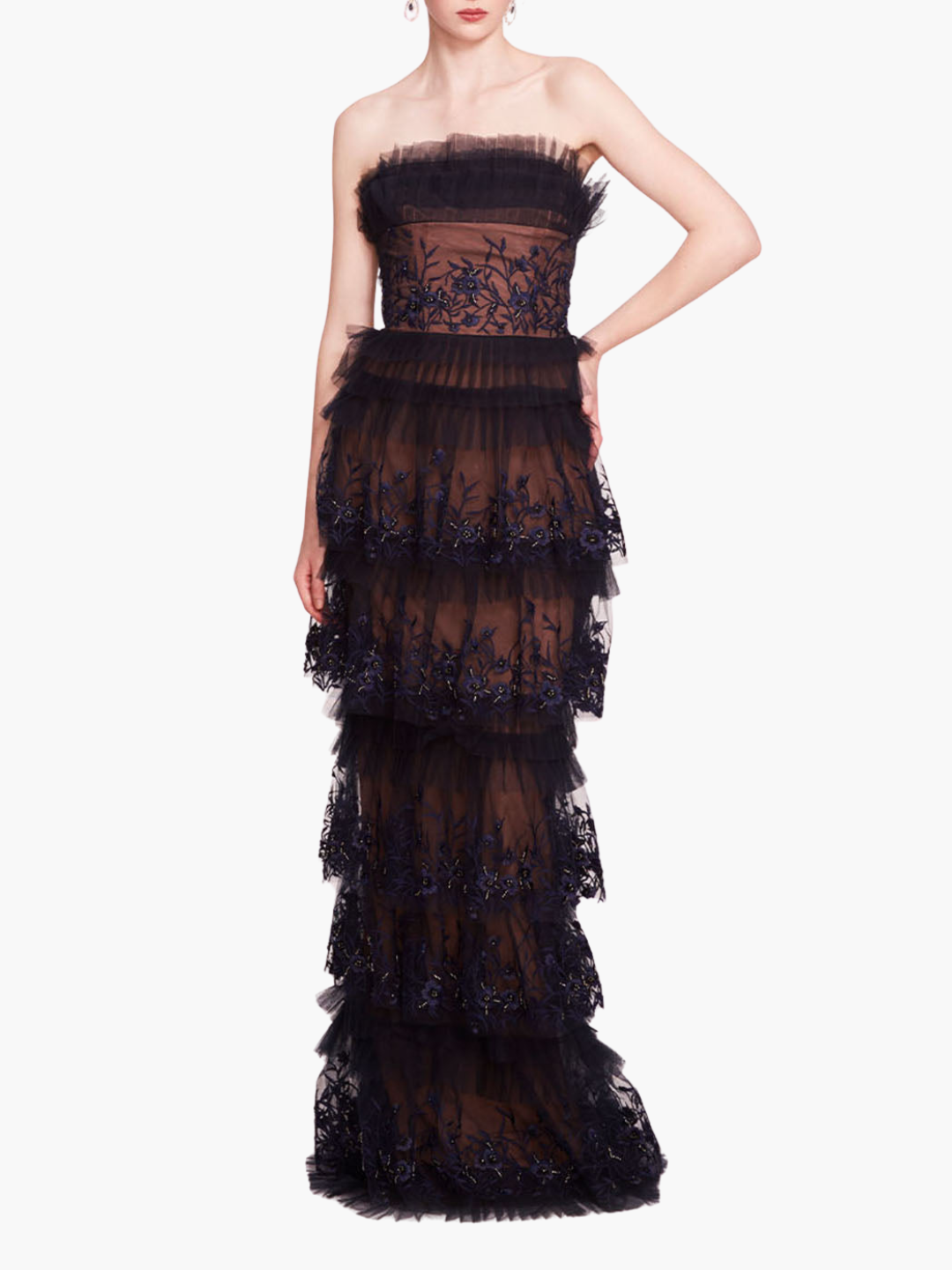 Tiered Terrarium Column Gown | Midnight