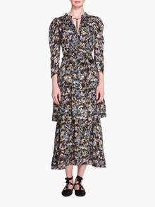 Juniper 3-Tier Embroidered Maxi Dress | Black Blue