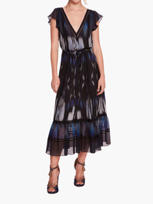 Abstract Viscose Midi Dress | Blue Multi