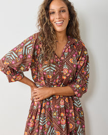 Floral Bandana - Fayette Dress - Tanned Copper - Printfresh