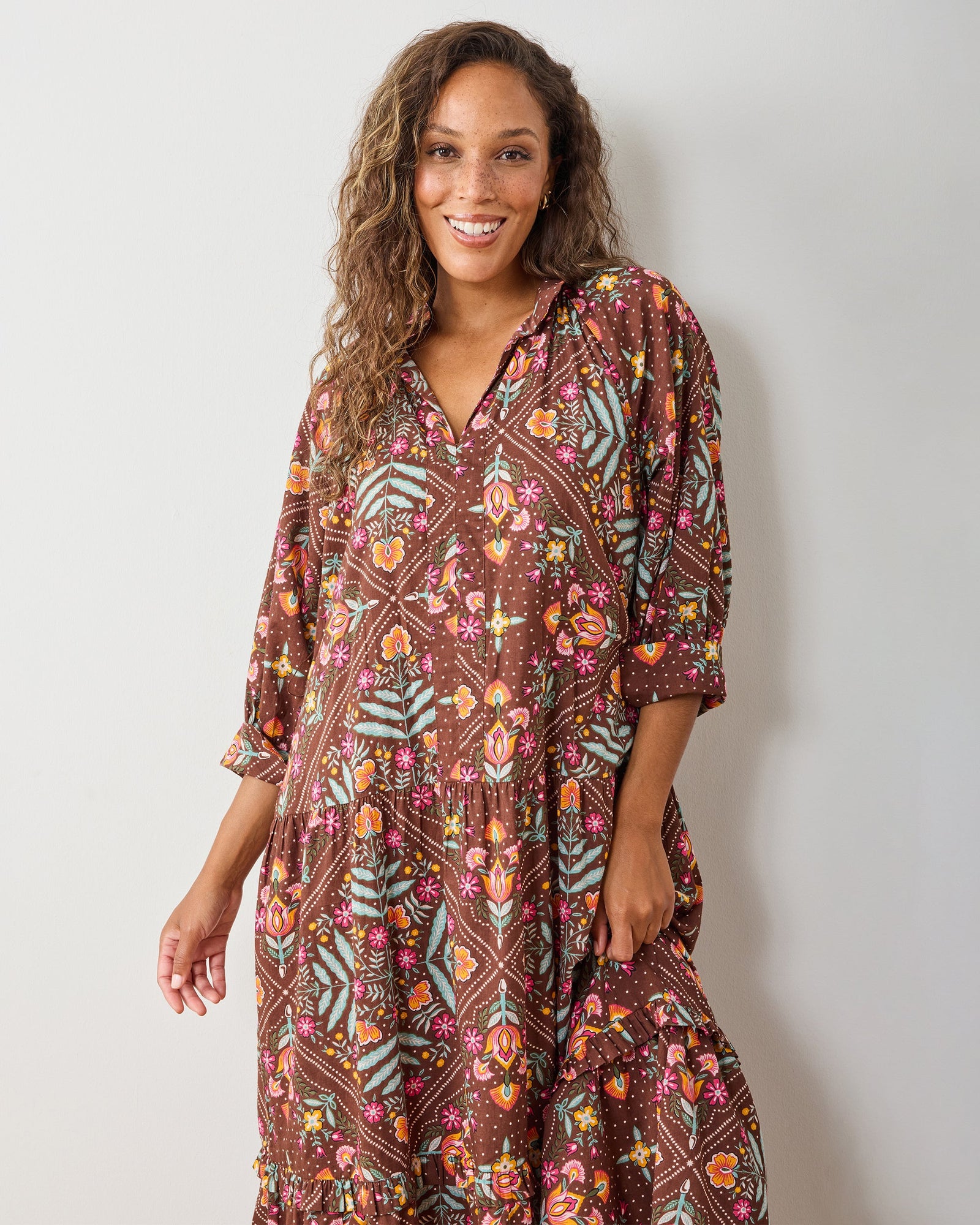 Floral Bandana - Fayette Dress - Tanned Copper - Printfresh