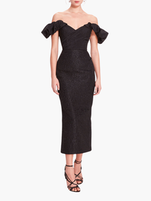 Cloque Midi Dress | Black