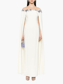 Embroidered Illusion Gown | Ivory