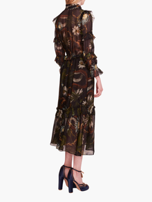 Silk Lily Midi Dress | Black Multi