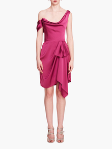 Asymmetrical Satin Mini Dress | Moody Orchid